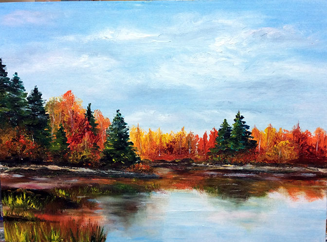 Осенний пейзаж. Как нарисовать осень. Мастер-класс по живописи маслом для �начинающих